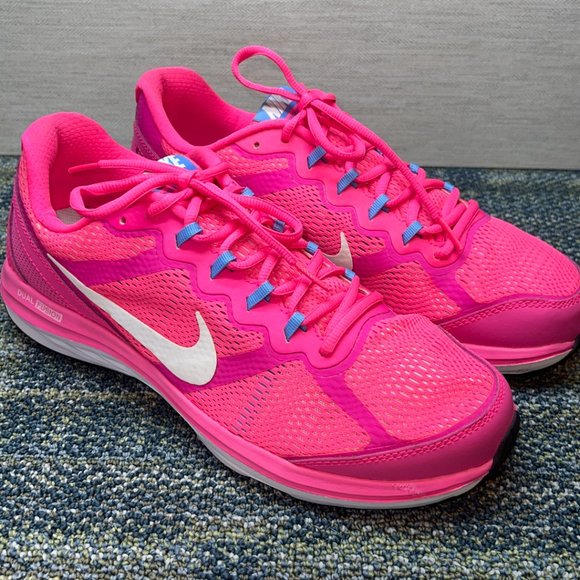 Nike Shoes - Nike Womens Dual Fusion Run 3 653594-600 Pink Lace Up Running Shoes Size 11